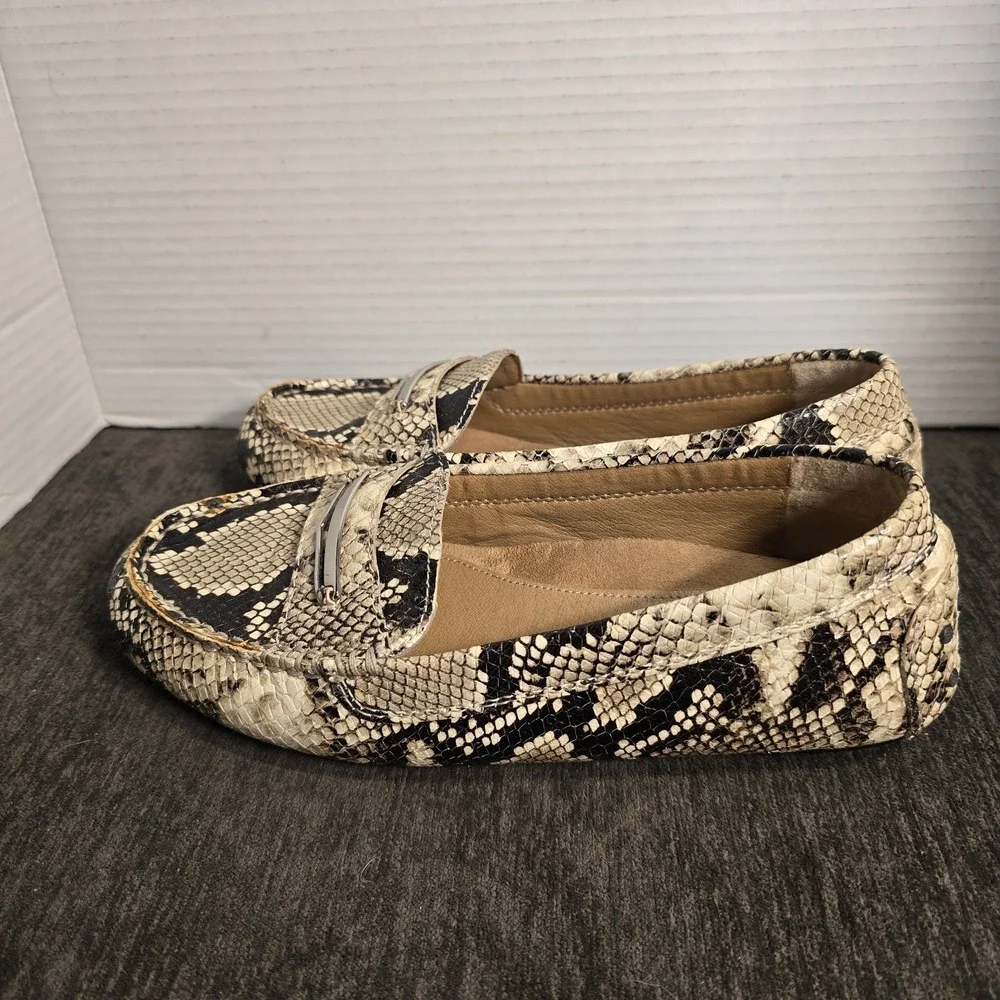 Vionic Penny Loafer Womens 7.5 Leather Snake Print Flat Orthaheel Honor Ashby